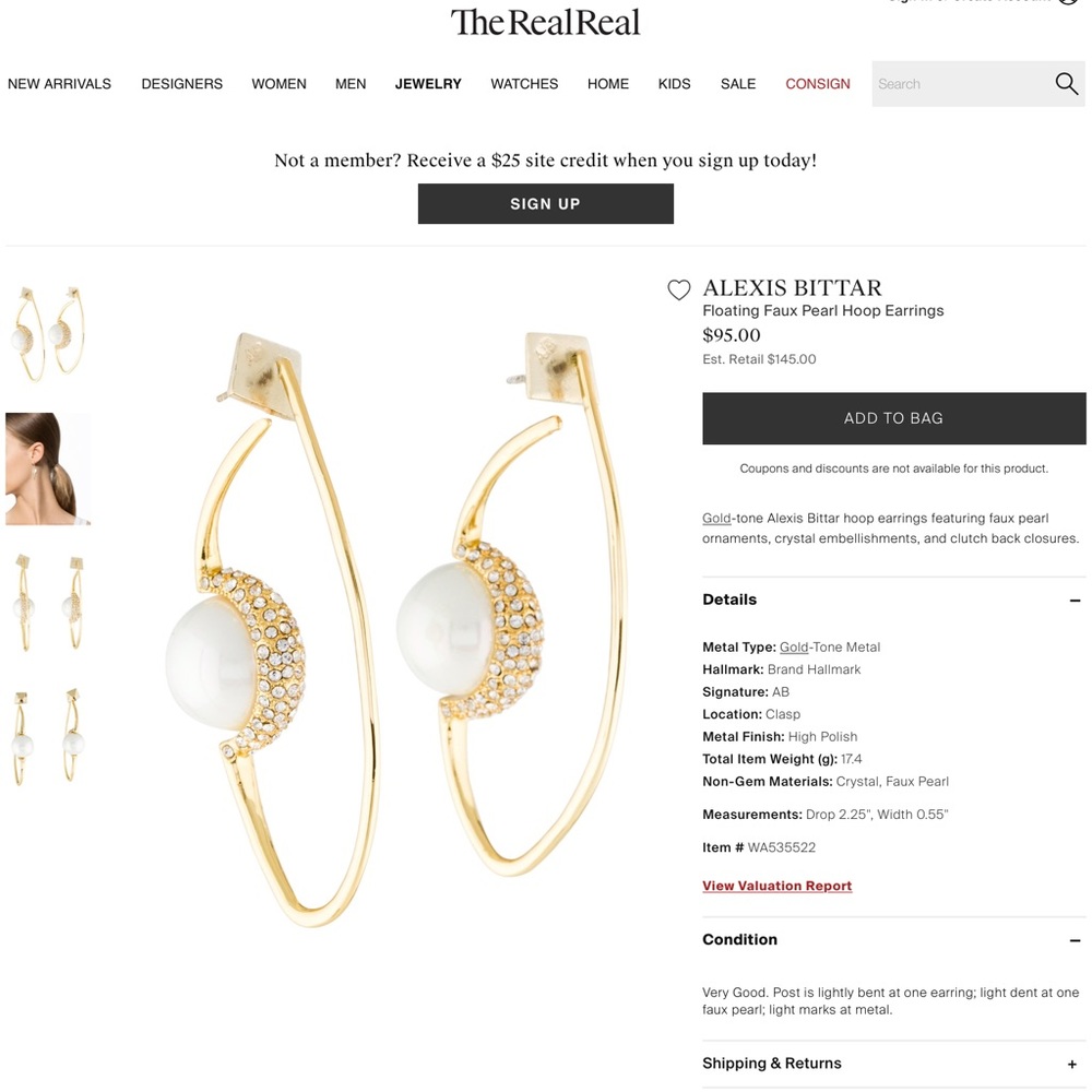 NWOT Alexis Bittar Floating FAUX pearl hoops ❤️